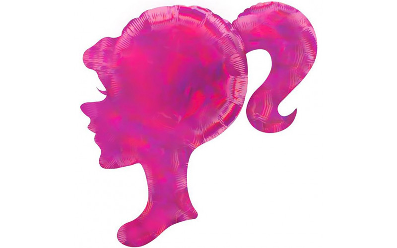 Шар (28”/71 см) Фигура, Профиль девушки, Розовый, Голография, 1 шт.