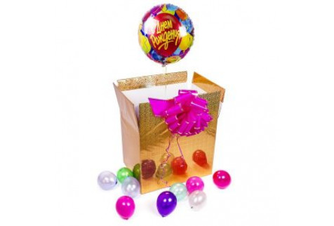 Коробка-сюрприз с шаром "С днем рождения"