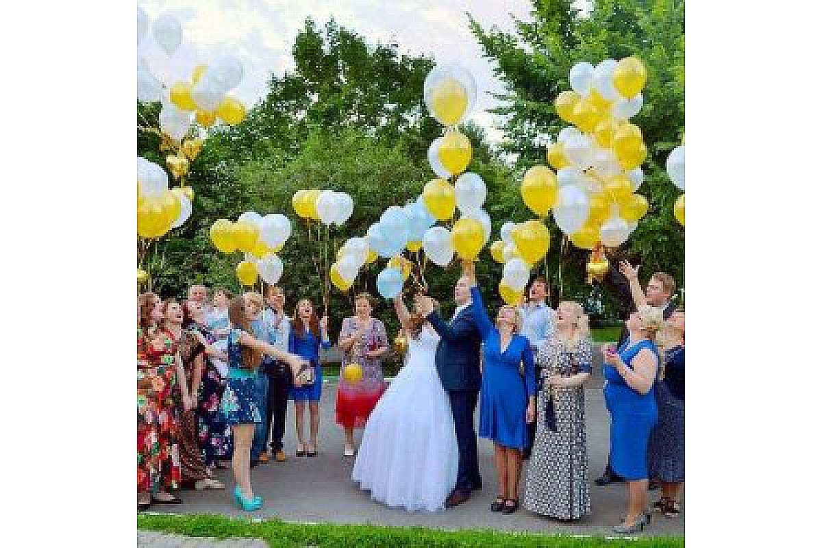 Запуск шаров (пастель) с гелием на ленточках, 30 см, 1 шт.