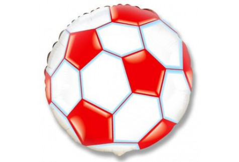 Шар (46 см) Круг, Футбольный мяч, Красный.
