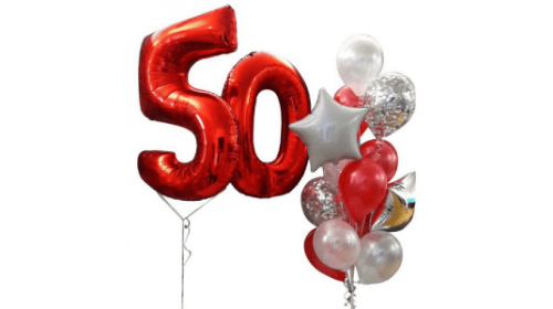 Набор воздушных шаров "Красные цифры 50" Набор воздушных шаров "Красные цифры 50"