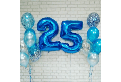 Набор воздушных шаров "Синие цифры 25"