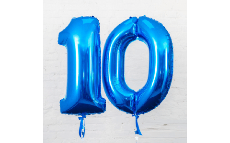 Набор воздушных шаров "Цифры 10 синие"