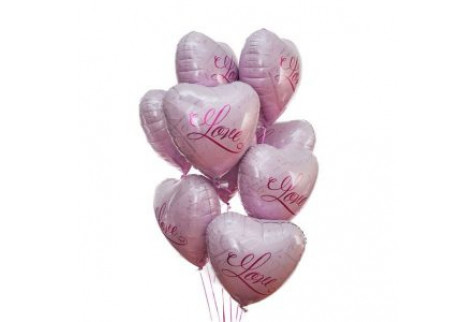 Облако из шаров «Розовые сердца LOVE»