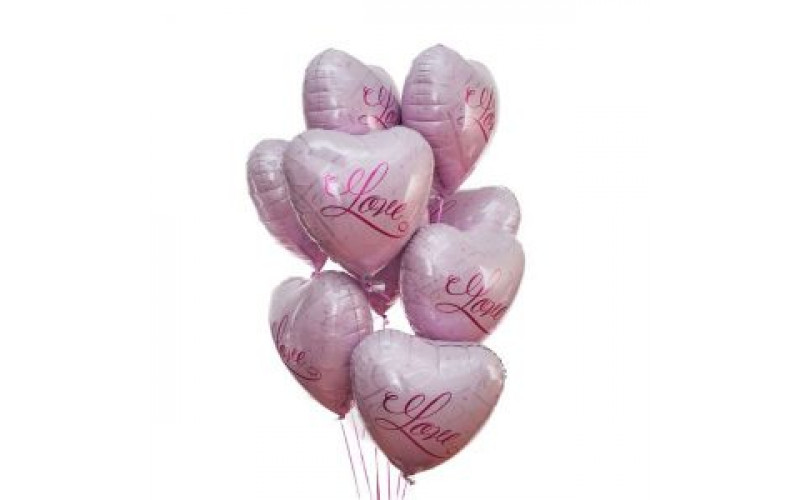 Облако из шаров «Розовые сердца LOVE»