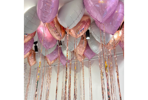 Воздушные шары с гелием под потолок “Нежно-розовые” 1 шт.