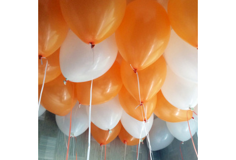 Воздушные шары с гелием под потолок “Бело-оранжевые” 1 шт.