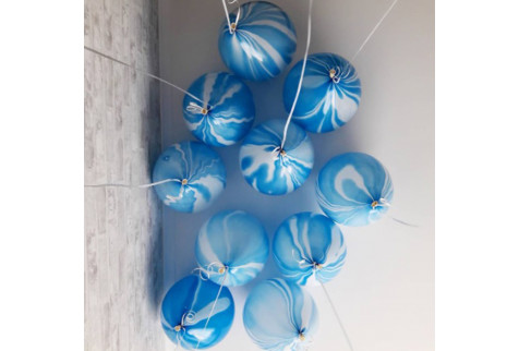 Шары под потолок “Синий агат” 10 шаров
