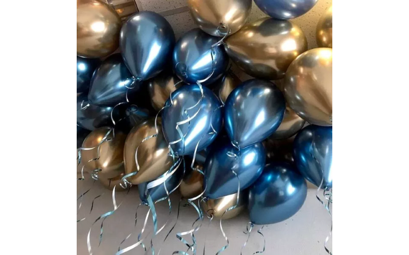 Воздушные шары с гелием под потолок “Сине-золотые” 1 шт.