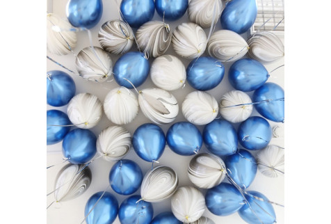 Шары под потолок “Синий хром и агат” 40 шаров