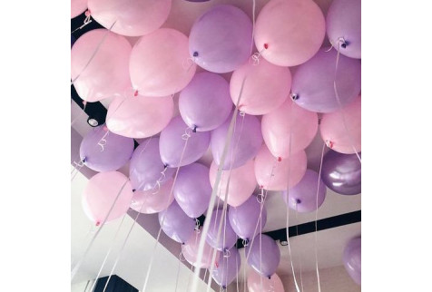 Воздушные шары с гелием под потолок “Сиренево-розовые” 1 шт.
