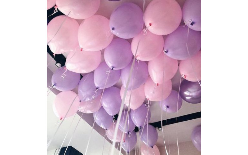 Воздушные шары с гелием под потолок “Сиренево-розовые” 1 шт.