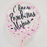 Шар (90 см.) с надписью "С Днем Рождения" и  розовым конфетти, 1 шт.