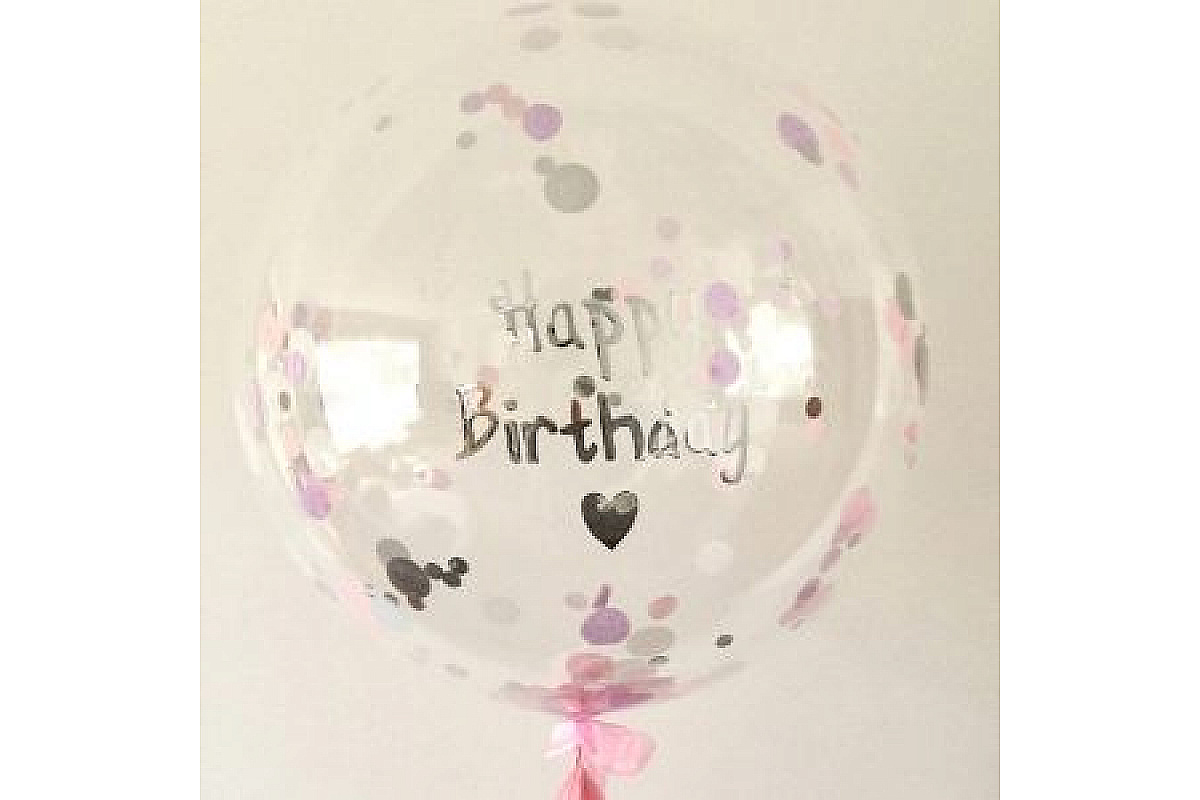 Шар (90 см.) с надписью "Happy Brithday" и конфетти, 1 шт.