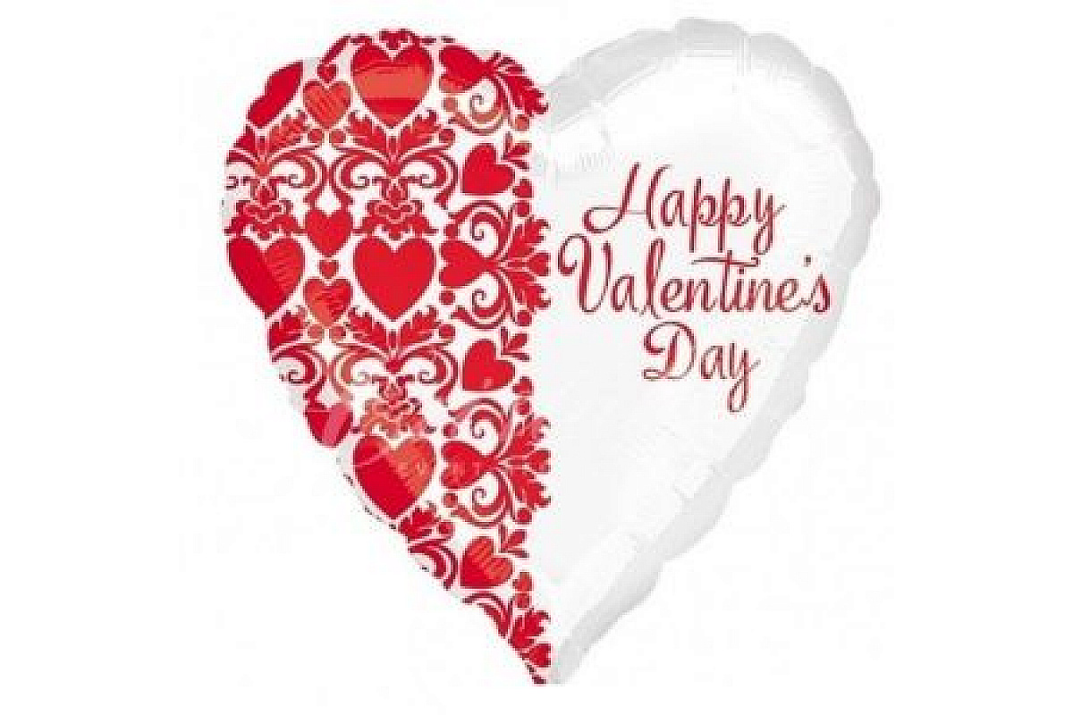 Шар (46 см) Сердце,  HVD Белое и красное.