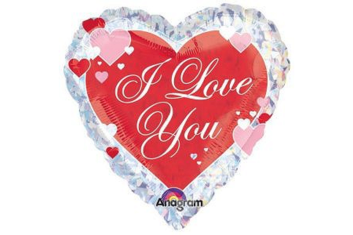 Шар (46 см) Сердце,  ILY Салют сердец.