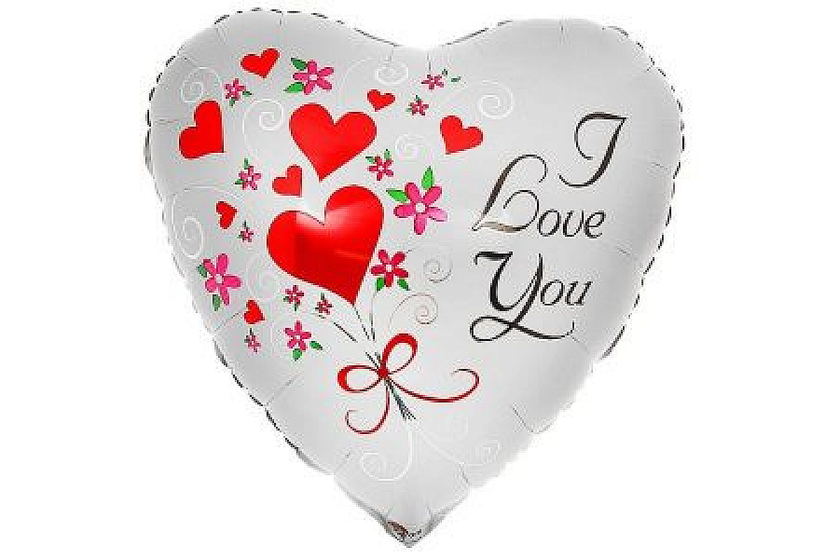 Шар (46 см) Сердце,  ILY Сердца и цветы.