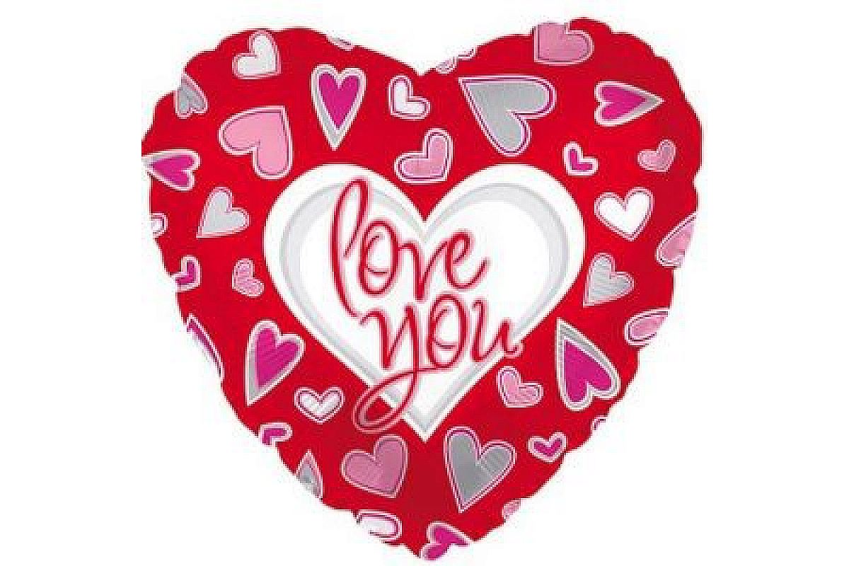 Шар (46 см) Сердце, Love you, красный.