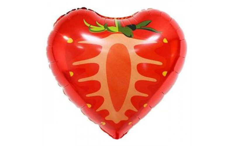 Шар (46 см) Сердце, Клубника, Красный.