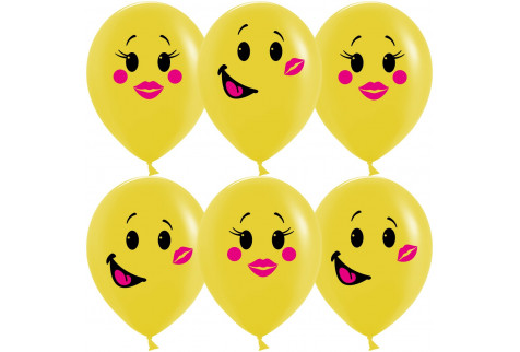 Воздушный шар Смайлы Emoji (Озорные) Желтый, пастель, 1 шт.