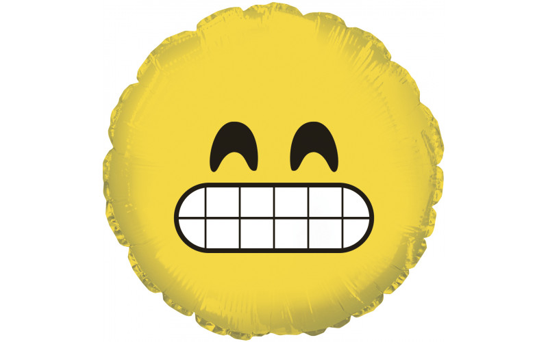 Воздушный шар (9''/23 см) Мини-круг, Смайл Эмоции (Зубастик), Желтый, 1 шт.
