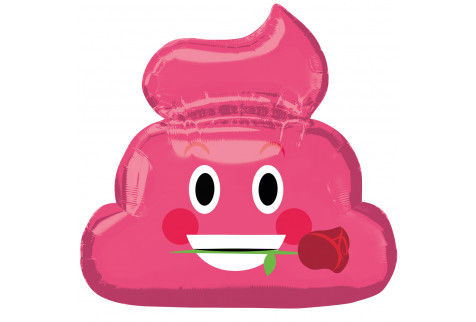 Фольгированный фигура, Смайлик с розой в зубах, 1 шт.