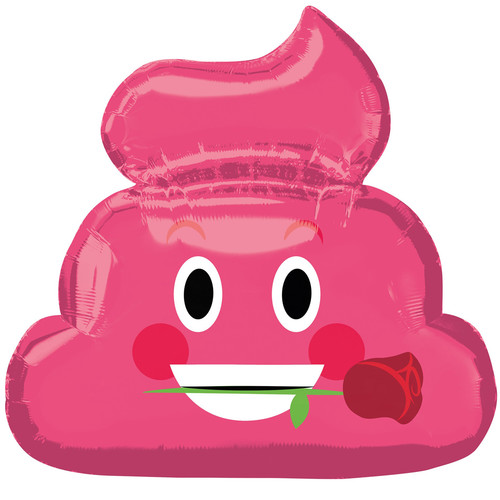 Фольгированный фигура, Смайлик с розой в зубах, 1 шт.