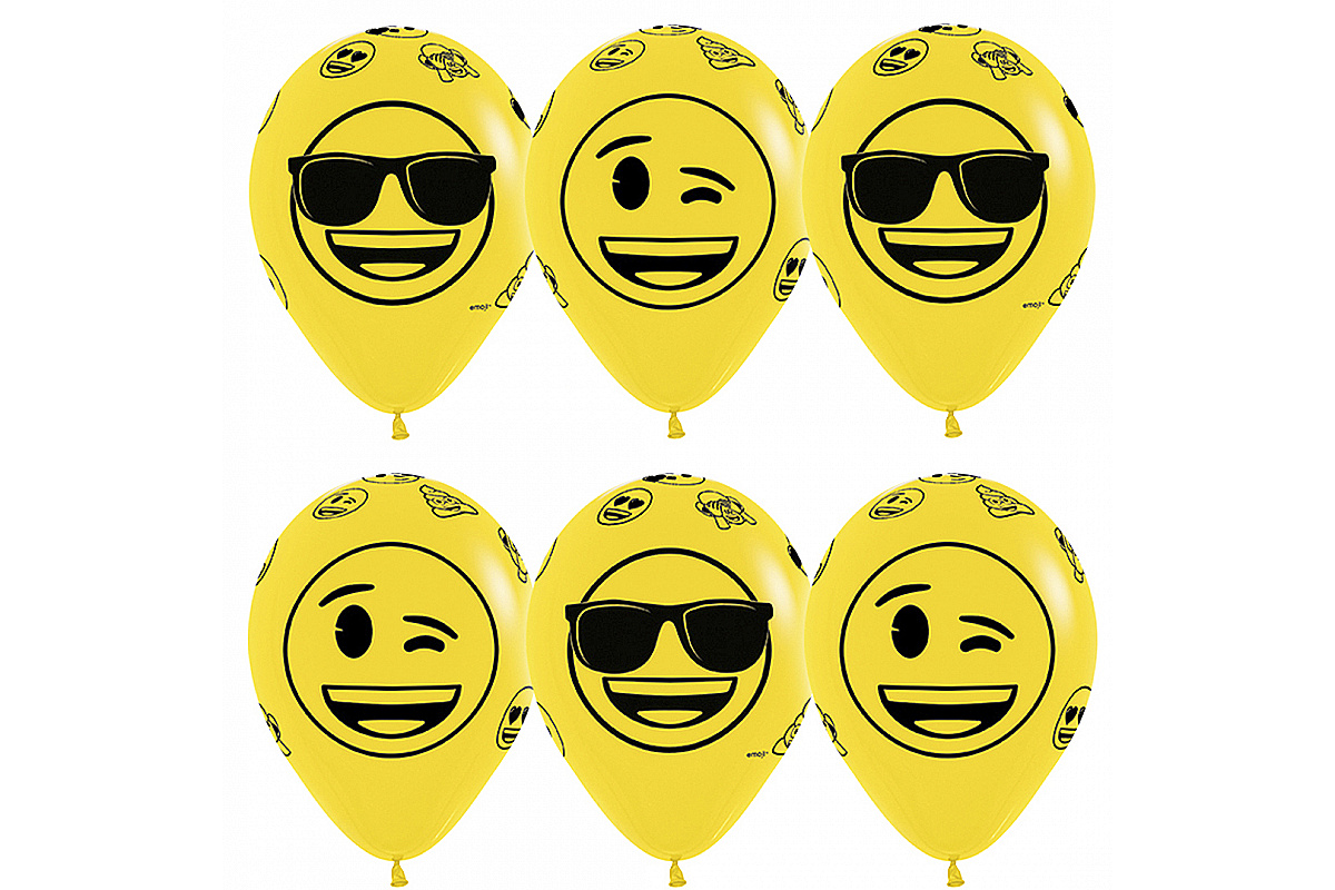Воздушный шар  Смайлы Emoji (Крутые) Желтый  пастель, 1 шт.