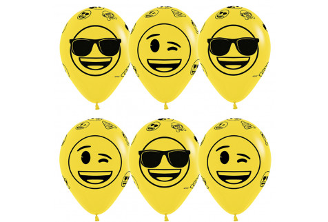 Воздушный шар  Смайлы Emoji (Крутые) Желтый  пастель, 1 шт.