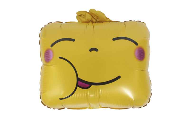 Фольгированный фигура,  квадрат шар Голова Радостный Эмоджи Желтый, 1 шт.
