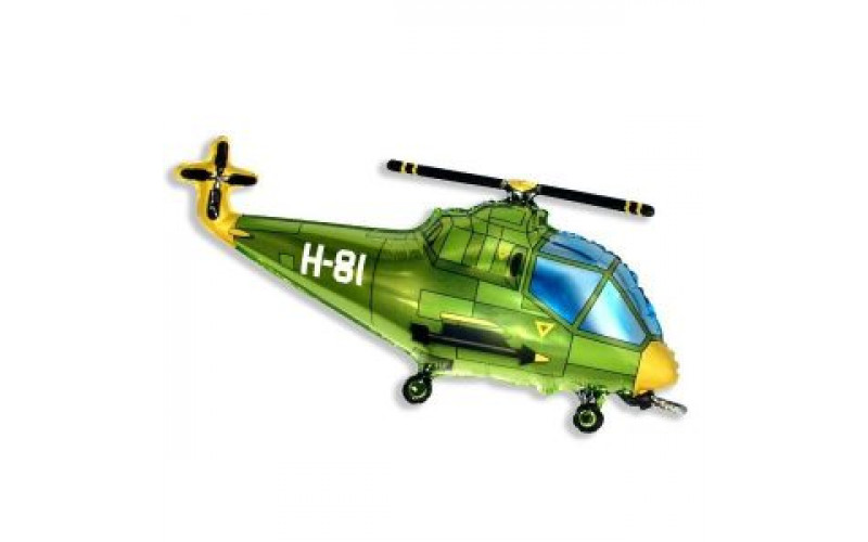 Шар (97 см) Фигура, Вертолет, Зеленый.
