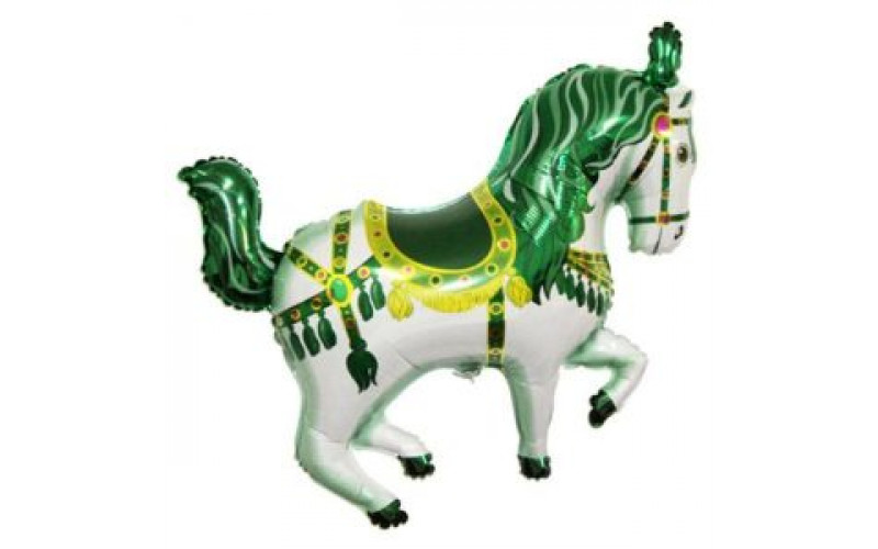 Шар (99 см) Фигура, Лошадь карусельная, Зеленый.