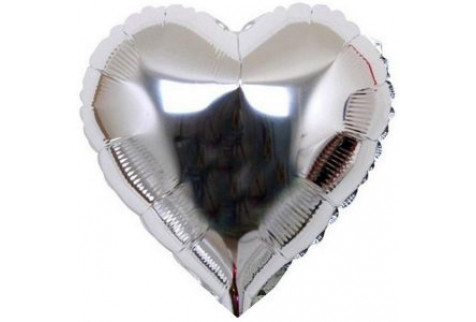 Шар (102 см) Фигура, Сердце в сердце, Серебро.