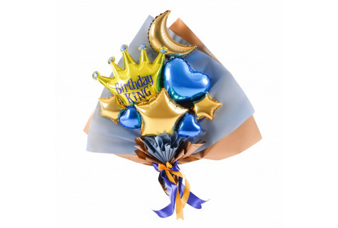 Крафтовый букет из шаров с короной на день рождения
