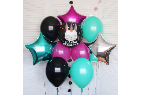 Букет шаров "С днём рождения, Зайка"