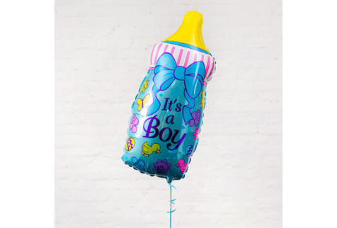 Шар (88 х 43 см) фольгированный, бутылочка для мальчика, голубой 1 шт.