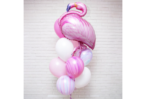 Фонтан шаров "Розовый фламинго"