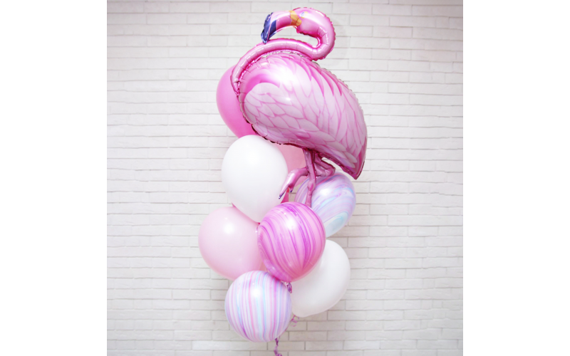 Фонтан шаров "Розовый фламинго"