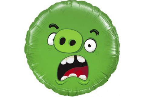 Шар (46 см.) Круг, Angry Birds, Зеленый, 1 шт.