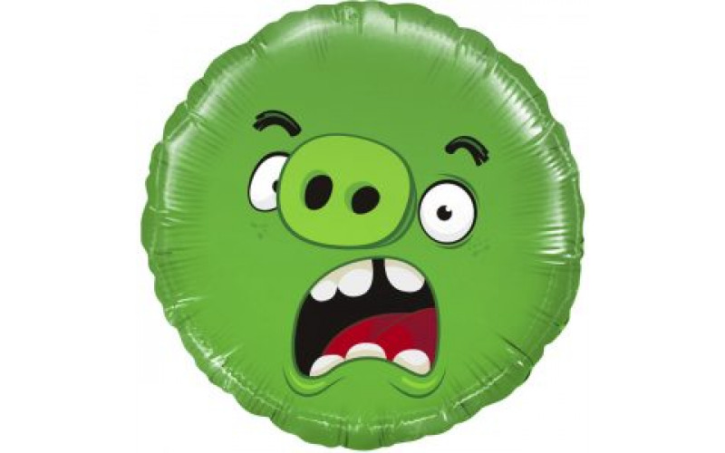 Шар (46 см.) Круг, Angry Birds, Зеленый, 1 шт.