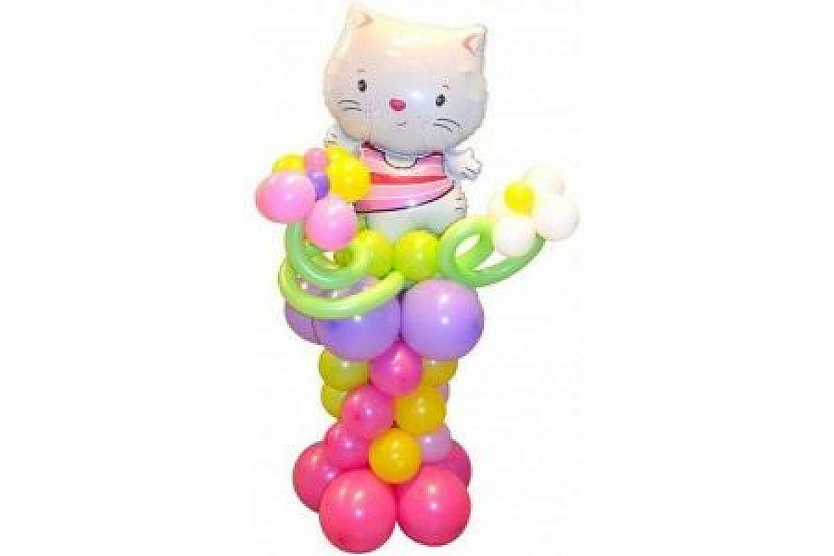 Фигура из шаров «Китти с цветочками»