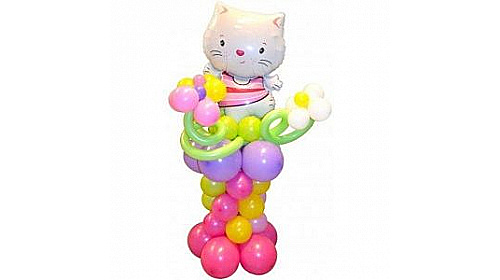 Фигура из шаров «Китти с цветочками» Фигура из шаров «Китти с цветочками»