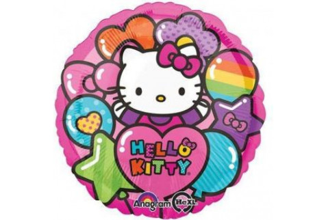 Шар (46 см.) Круг Hello Kitty радуга, 1шт.