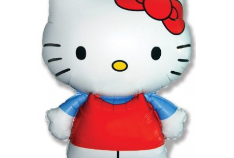 Шар (66 см.) Фигура, Hello Kitty, Котенок с бантиком, Голубой, 1 шт.