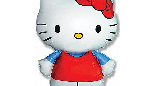 Шар (66 см.) Фигура, Hello Kitty, Котенок с бантиком, Голубой, 1 шт.