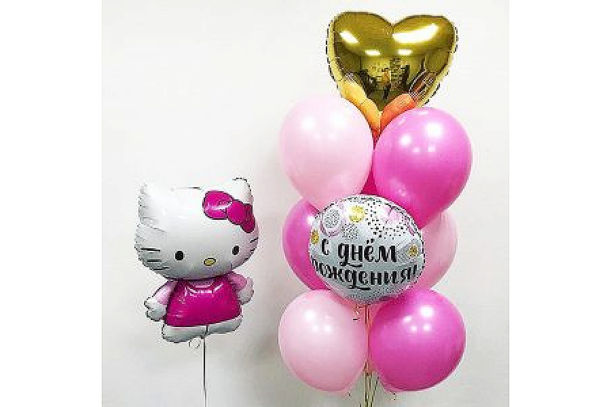 Набор шаров " День рождения с Hello Kitty"