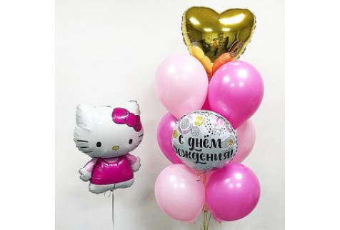 Набор шаров " День рождения с Hello Kitty"