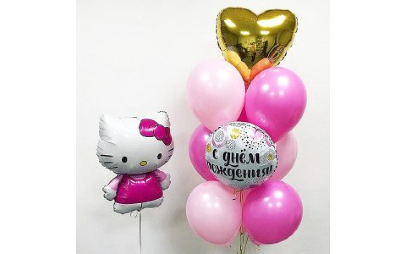 Набор шаров " День рождения с Hello Kitty"