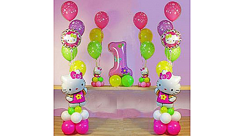 Набор шаров с Hello Kitty "Мне 1 годик" Набор шаров с Hello Kitty "Мне 1 годик"