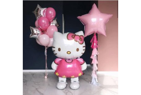 Набор шаров с Hello Kitty " День рождения доченьки"